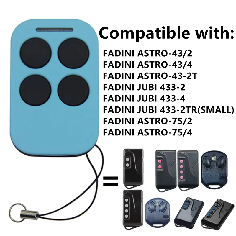 FADINI Remote Control Replacement FADINI ASTRO-433/2 ASTRO-433/4 ASTRO-433-2T Garage Door Command Gate Opener 433mhz Fixed Code