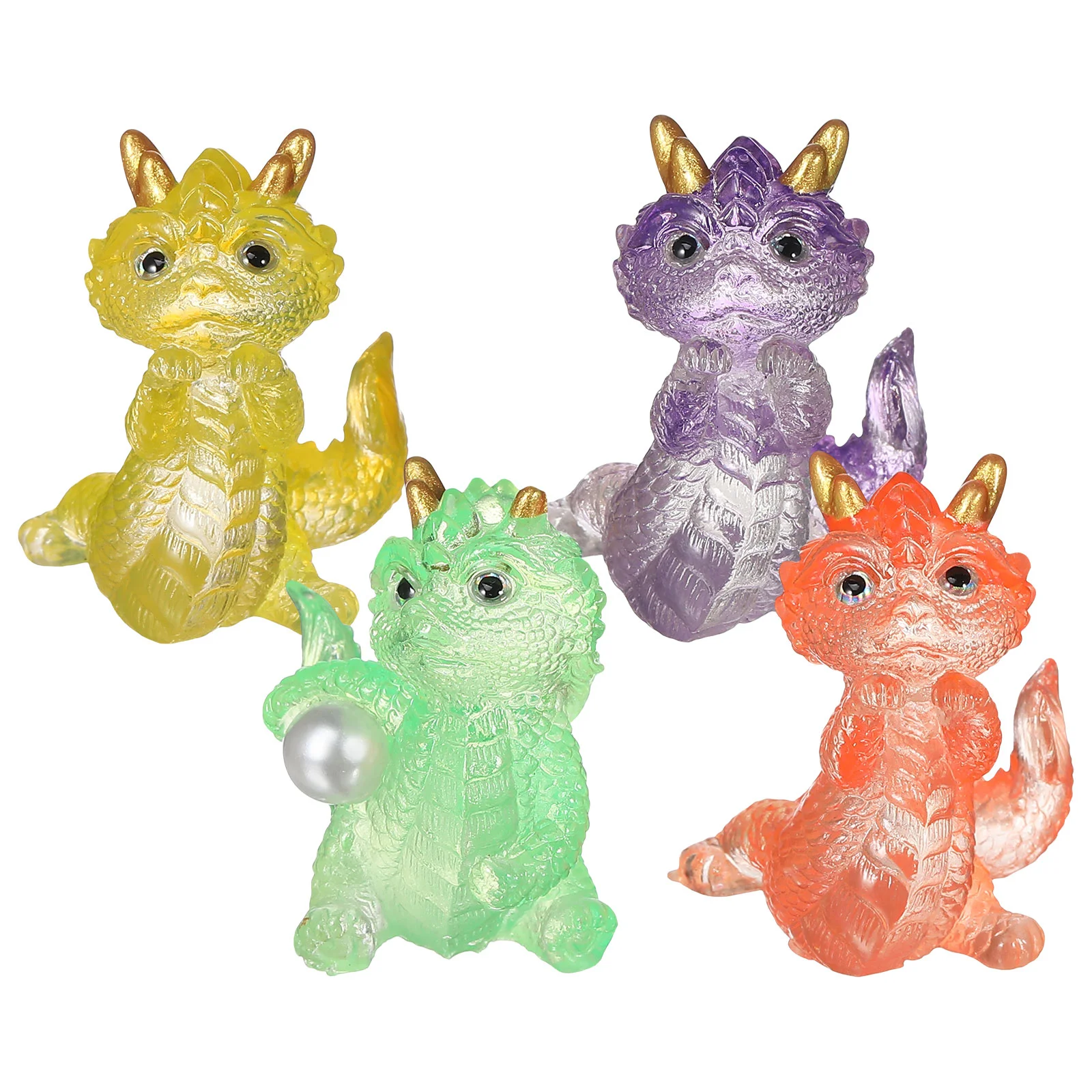 4 Pcs Little Dragon Toy Figure Fairy Garden Minature Adornments Figurines for Party Favors Landscape Decor Action Figures