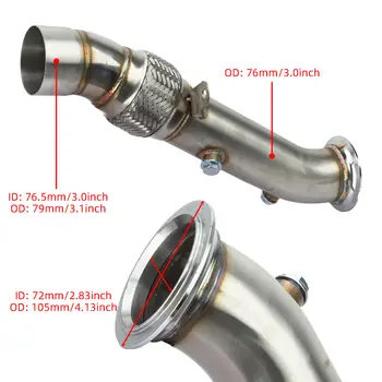 適用於 2010-2015 年寶馬 F01 F06 F07 F10 F11 F12 F13 535i GT 535ix 640i 740i 渦輪增壓無催化器排氣管的 N55 3.5 吋頭段 8 最佳銷售 BMW F10 N55 - №6