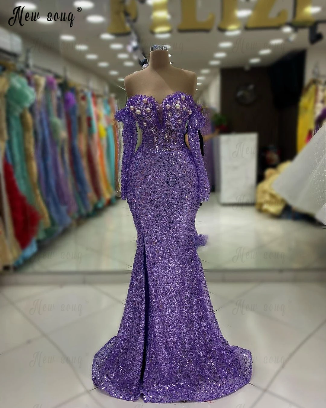 Wunderschöne Couture lila Hochzeits nacht Kleid Perlen abnehmbare Zug Abendkleider plus Größe maßge schneiderte Dubai Ballkleider weiblich