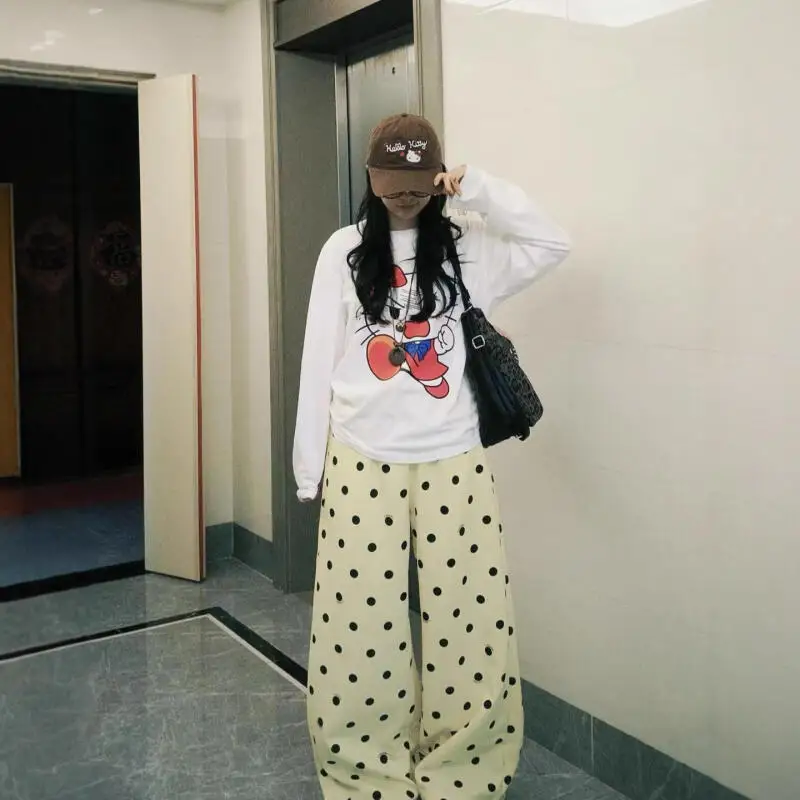 Anime Kitten Vrouwen Sweatshirt 2023 Nieuwe Cartoon Kawaii Ronde Hals Losse Comfortabele Lange Mouw Schattig Meisje T-shirt Student tops