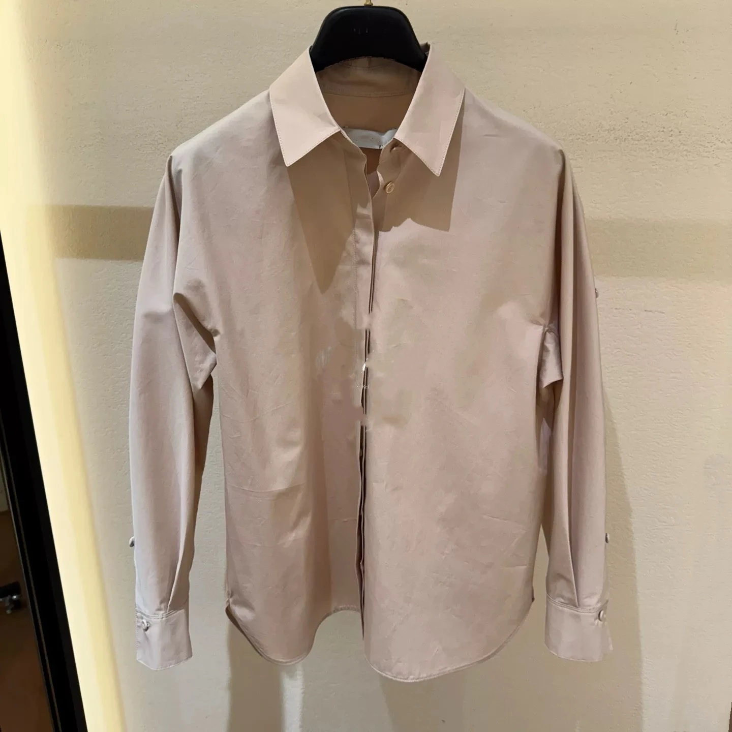 

Ele Commuter Sle Long Sve Хлопковый воротник irt Универсальный однотонный женский модный весенний сезон Busin Casual