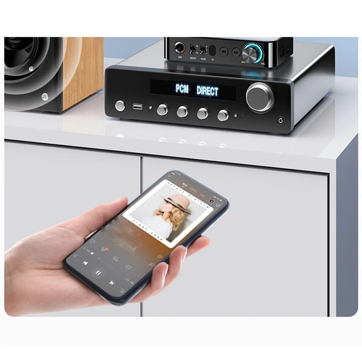 AU49_Bluetooth Audio Receiver Transmitter NFC AUX 2RCA Wireless Adapter B