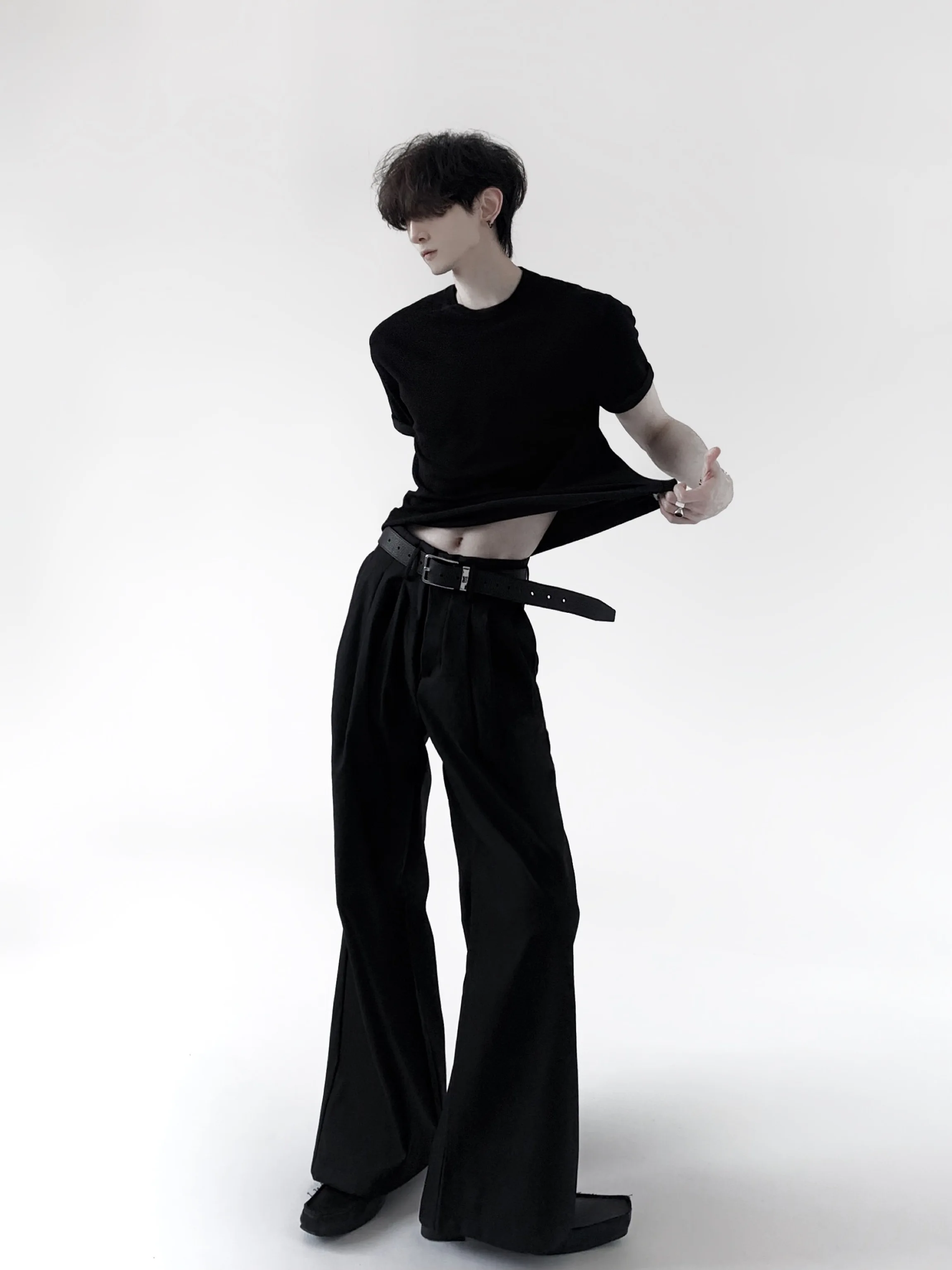 Autumn Mountain Wind Men's Casual Straight Leg Pants High Waist Trousers for Commuting Comfortable Loose Fit Flat Front