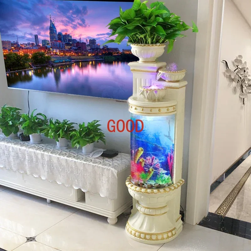 Fish Tank Living Room Semi-Cylindrical Floor Home Decorative Landscaping Creative Fish Globe Aquarium