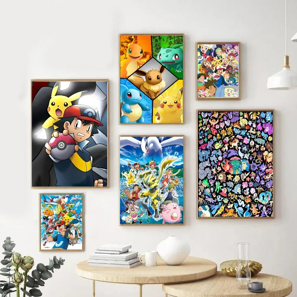 Póster de papel blanco de Amine P-PokemonS, póster de calidad HD, pintura artística de pared, decoración de pared de salón de estudio