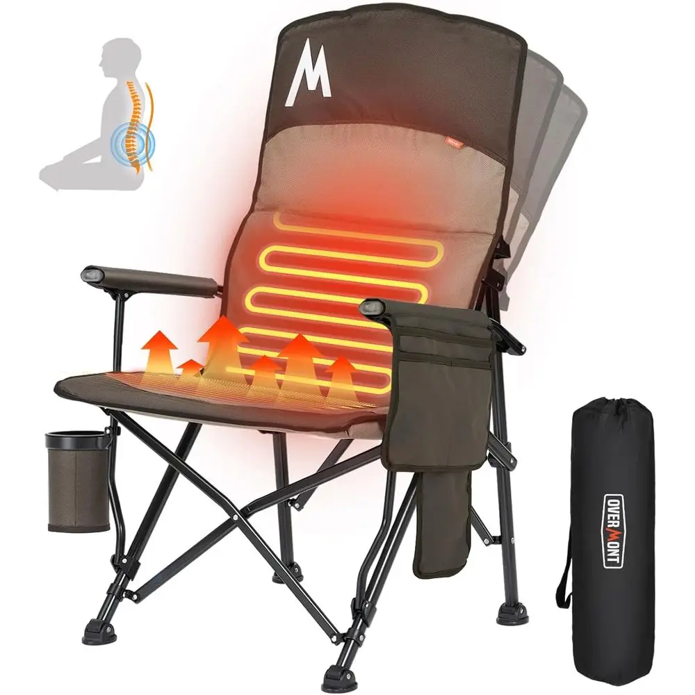 

High-Back Heated Camping Chair - 3-Level Heat, 2-Zone Heating, Supports 450 LBS, Portable for Adults, US D1.028.543S