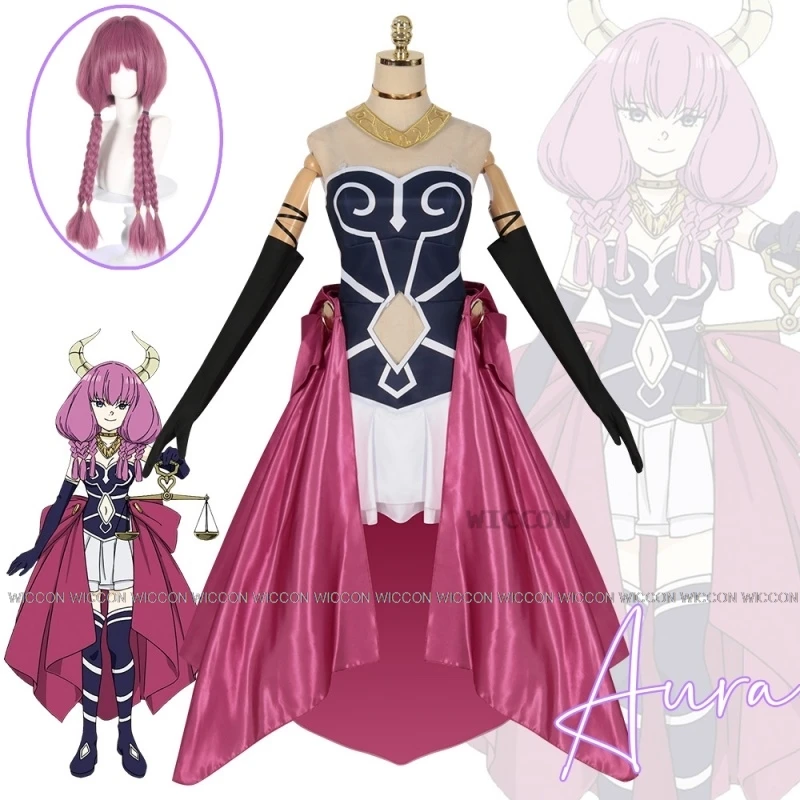 Aura Cosplay disfraz ropa peluca uniforme Cosplay ejército Cadres de demonio ejército Halloween guillotina Aura Demonlord's Party