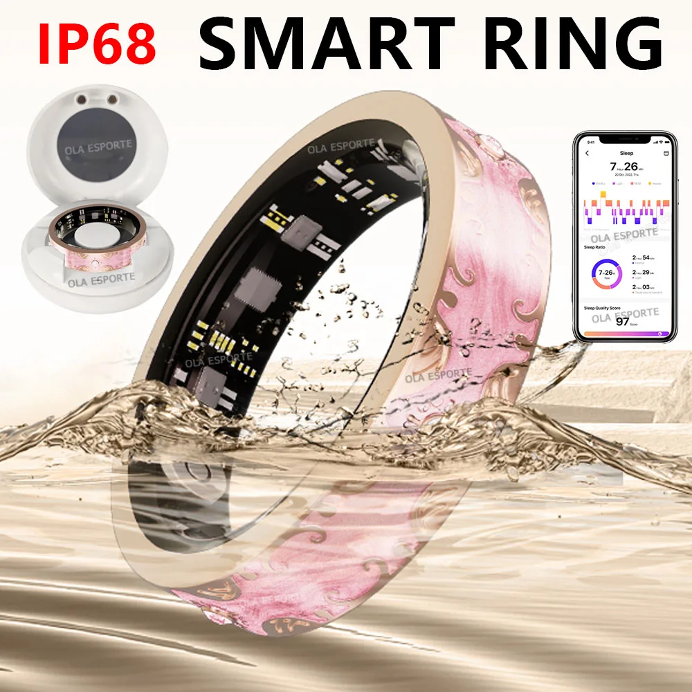 New Color Smart Ring Men Women with Charging Case, Women's health management, Heart Rate, Blood Oxygen, Monitor, IP68 Waterproof