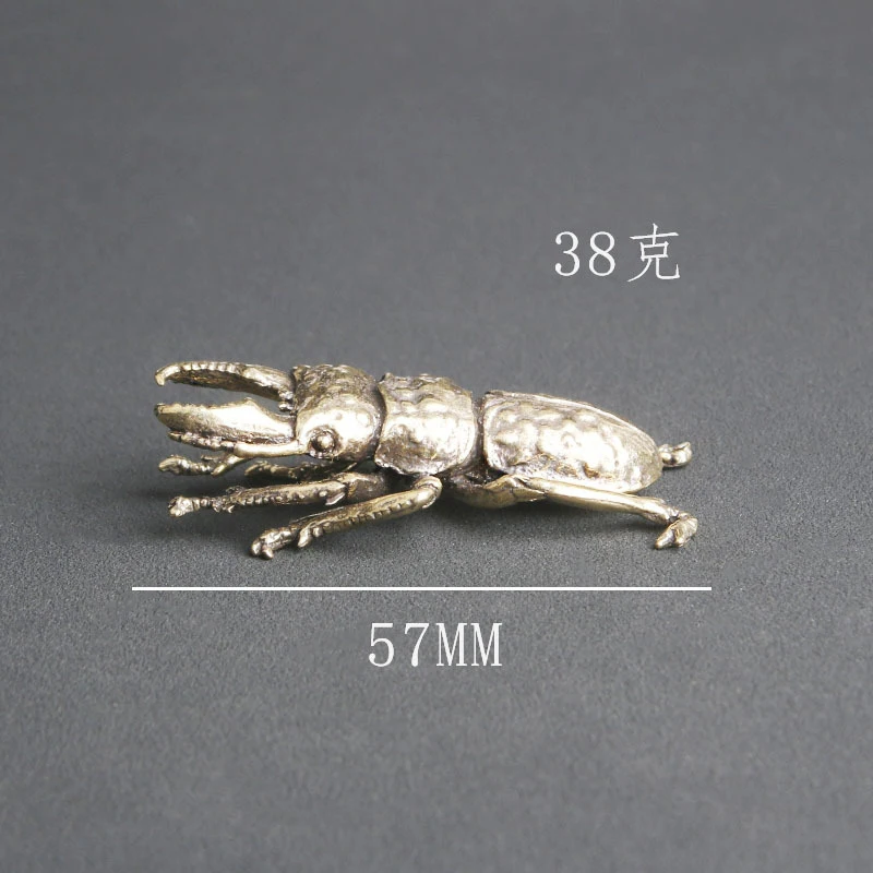 Vintage Brass Beetle Desktop Ornament, Insect Sculpture Craft, Handheld Tea Pet Decoration, Old Bronze Ware Wholesale