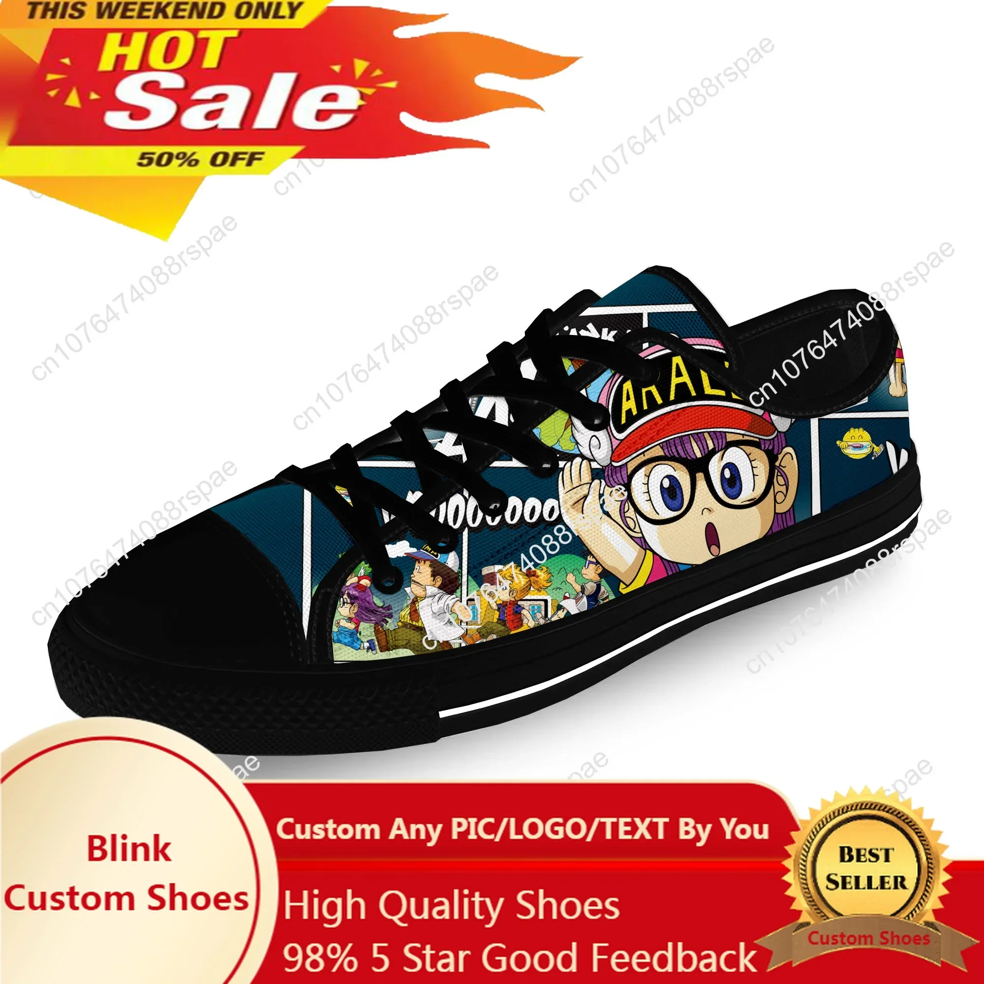 

Japanese Anime Manga Cartoon Arale Dr Slump Casual Cloth 3D Print Low Top Canvas Fashion Shoes Men Women Breathable Sneakers