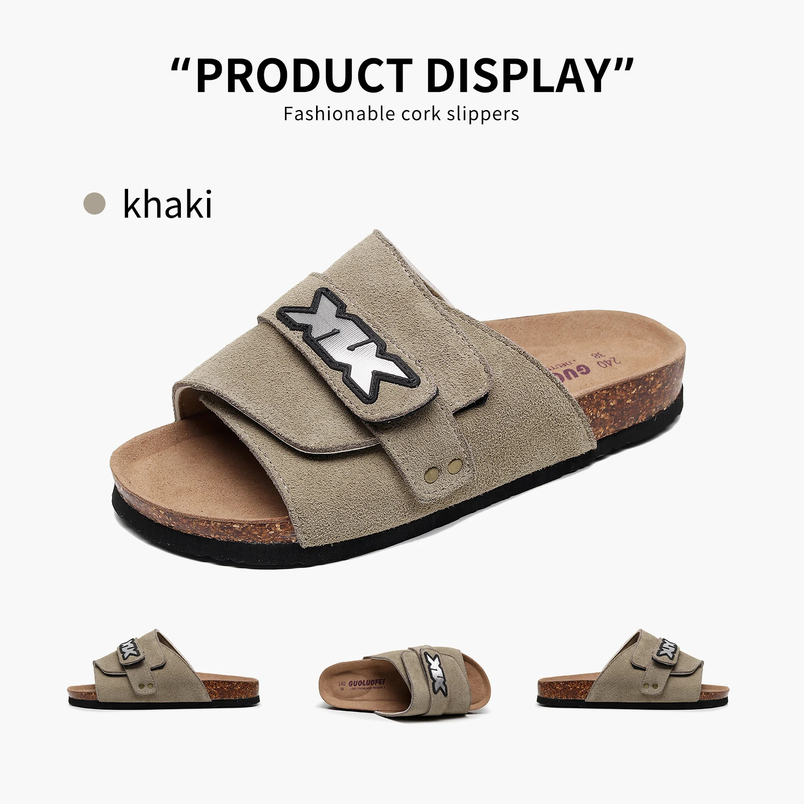 

New Birken Men Arabic Style Cork Sandals Open Toe Slides Adjustable Slip On Slippers