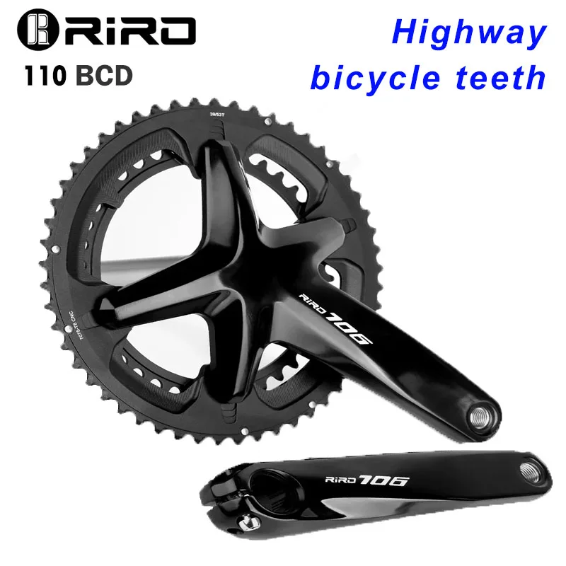 RIRO 706 Road Bike Intergrated Crankset 110BCD 170mm  50-34T/53-39TDouble Chainrings Sprockets Hollow Road Bicycle Chainwheel