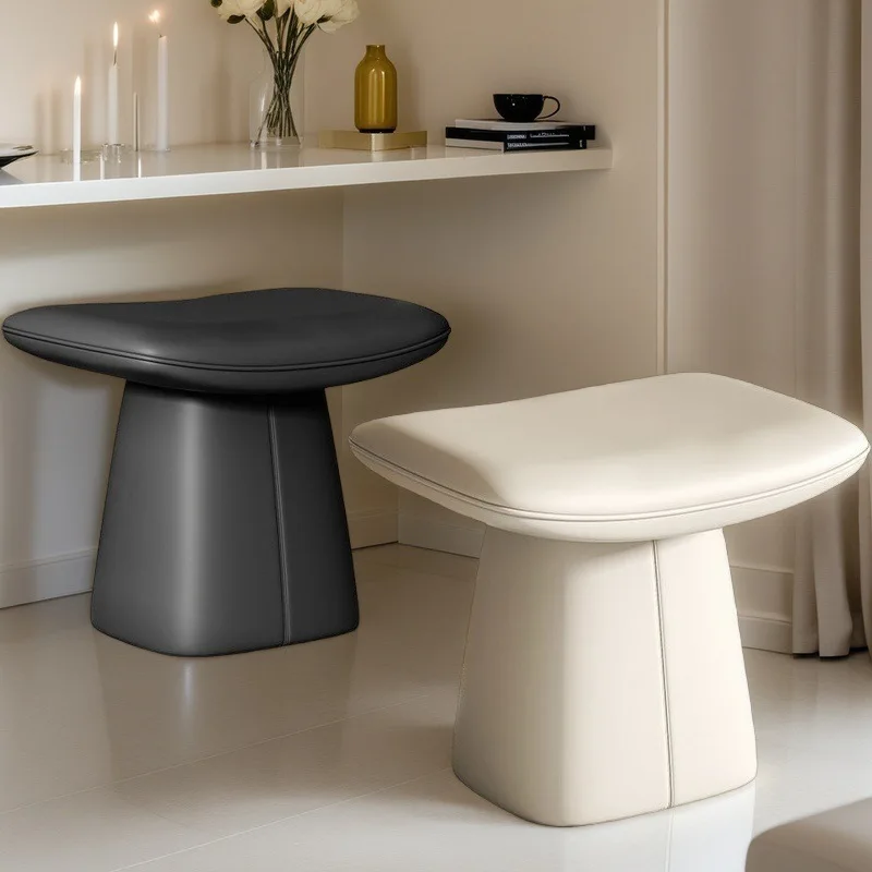 Luxury Vanity Stool for Bedroom Girls Makeup Stool Small Space Home Dressing Table Chair PU Leather High Density Sponge