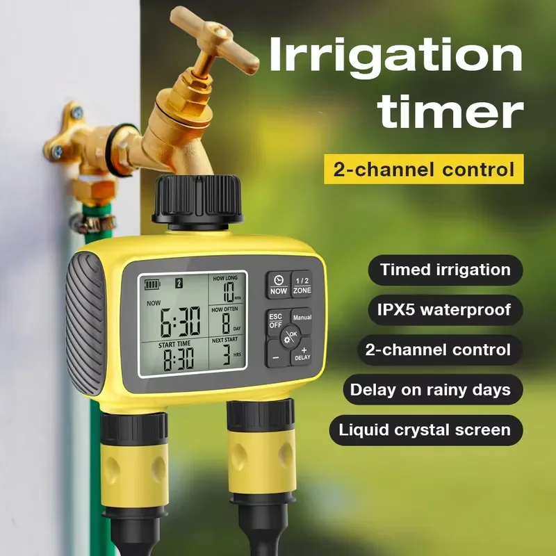 Factory Wholesale New Intelligent Digital Display Irrigator Two Channel Water Outlet Timer Garden Watering Irrigation System