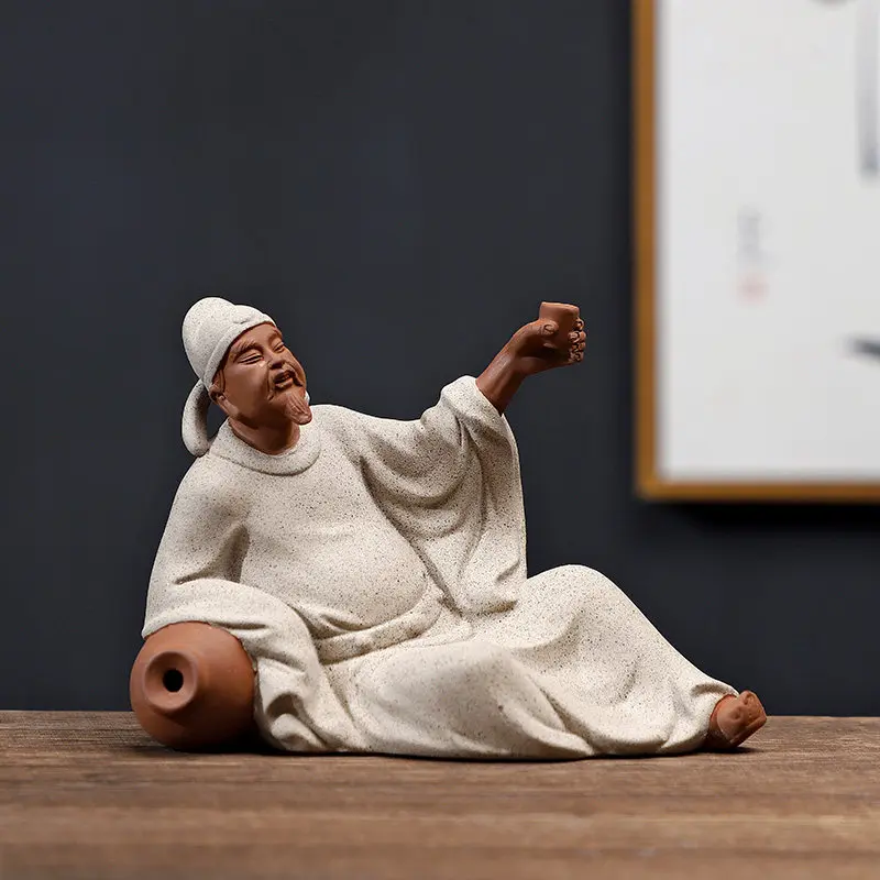 Exquisite ceramic historical figure Li Bai statue ornament home and office desktop landscaping decorative handicraft