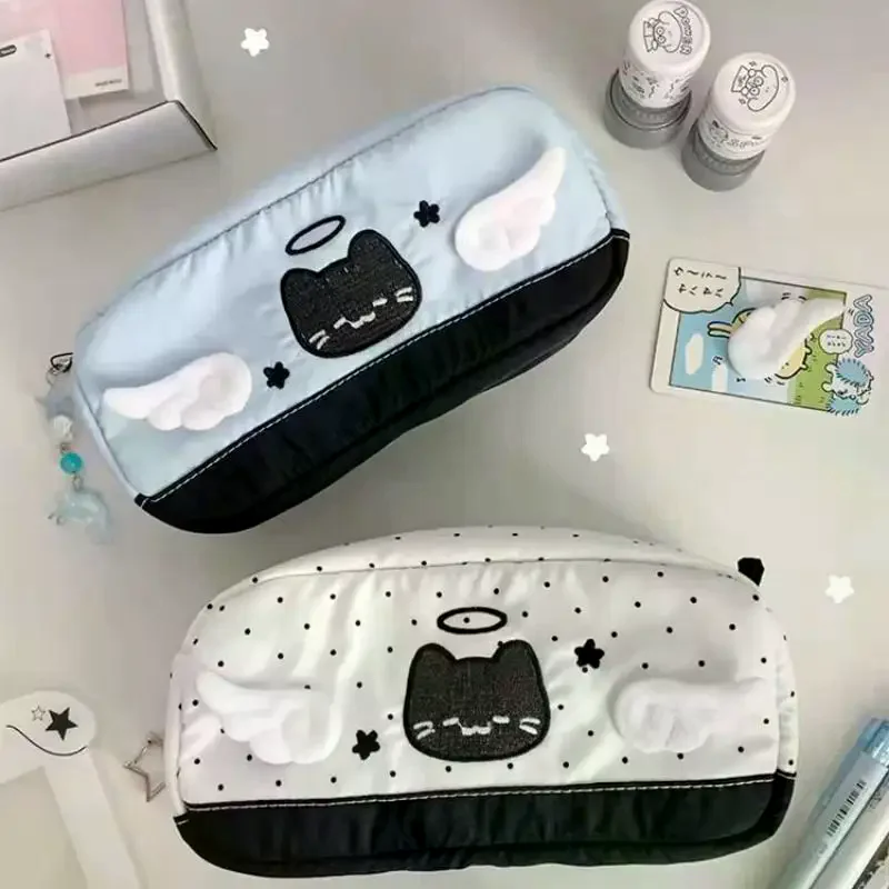 Kotak Pensil Gambar Kucing Malaikat Kartun Lucu Tas Penyimpanan Alat Tulis Siswa Kembali Ke Sekolah Perlengkapan Sekolah Hadiah Alat Tulis Pena