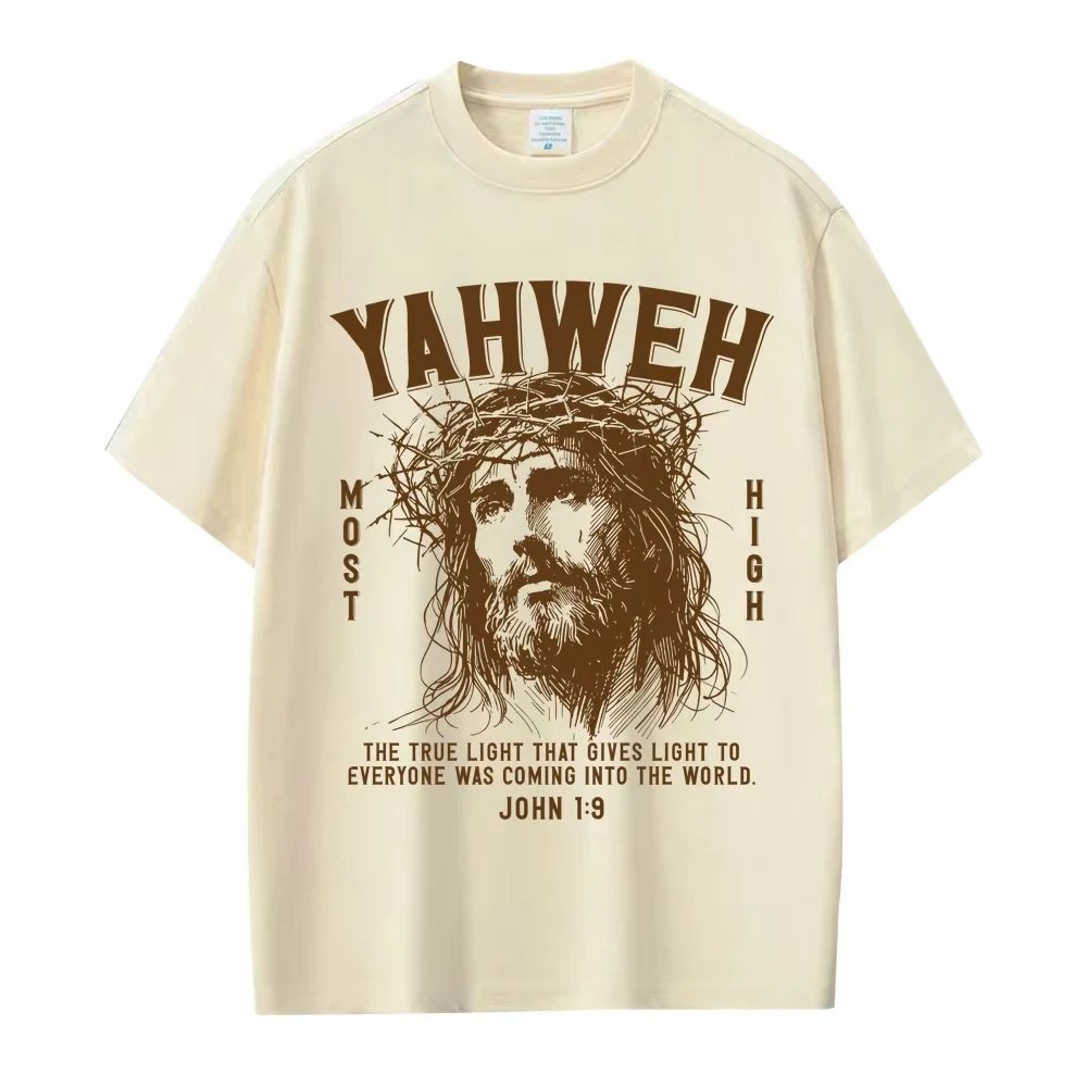 Christian Religious Yahwen Jesus Graphic T Shirts Men Women Fashion Vintage Summer T-shirts Oversized 100% Cotton Casual Tshirt