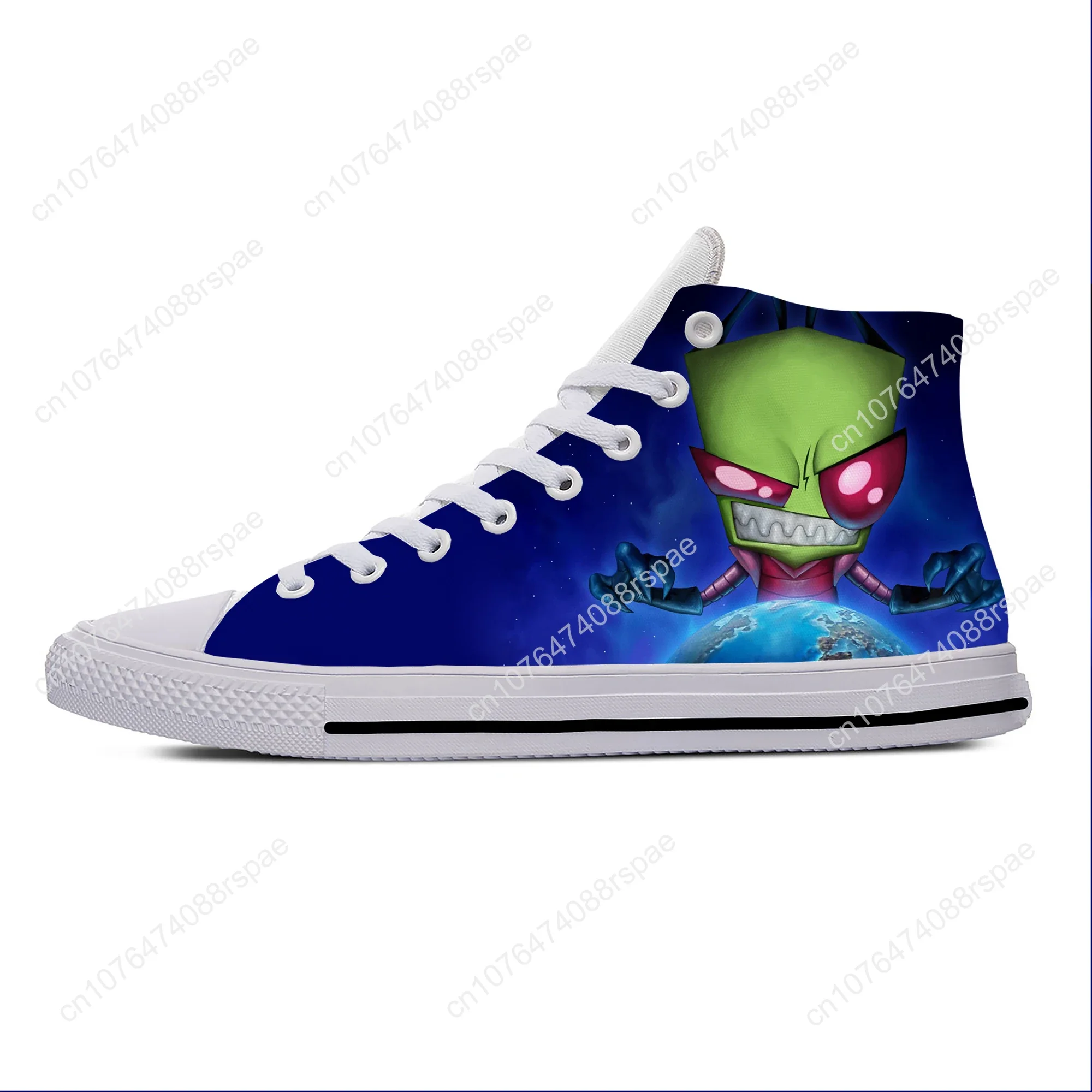 Hot Anime Cartoon Manga Invader Zim Funny Fashion Casual Cloth Shoes High Top Lightweight Breathable 3D Print Men Women Sneakers