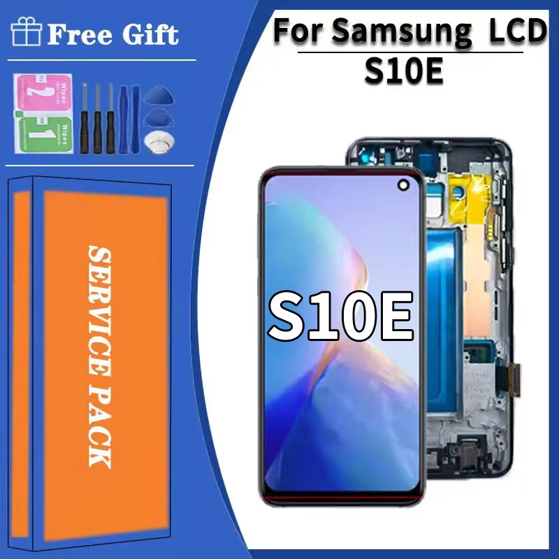 tft-品質-サムスン-s10e-g970fu-g970f、g970u、ディスプレイ-lcd-タッチスクリーンデジタイザー-サムスン-s10e-ディスプレイ用-フレーム付き