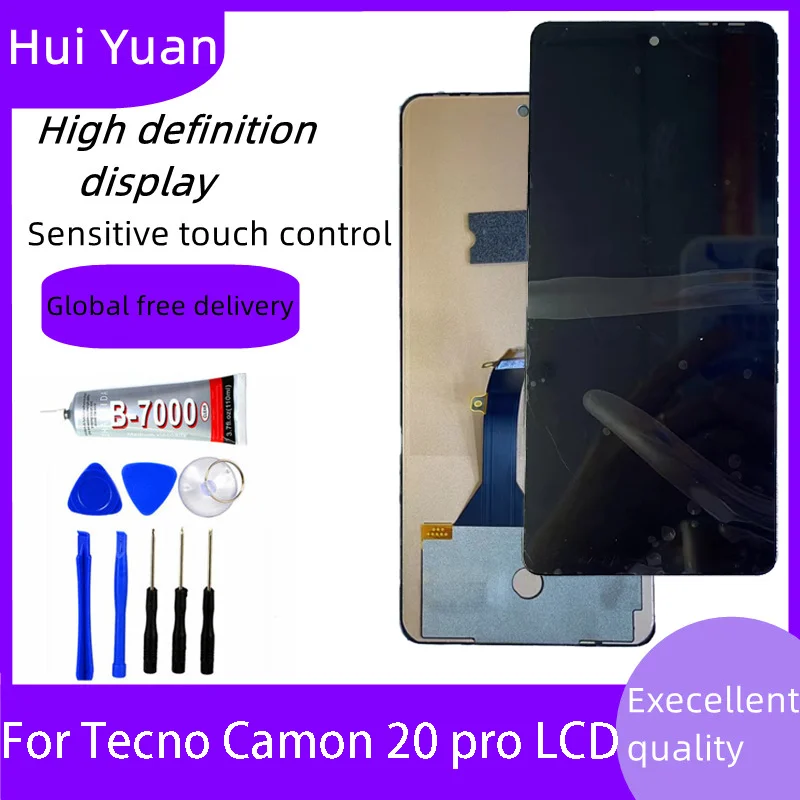 

For 6.67 inches Tecno Camon 20 Pro CK7n LCD Touch Screen Digitizer Assembly with Repair Tool and Glue For ck7n LCD Screen