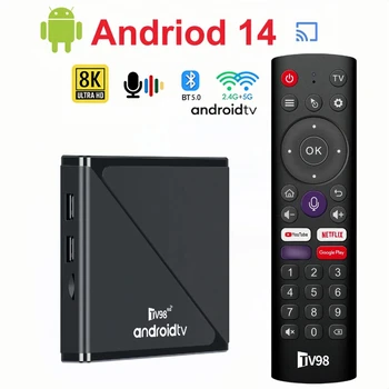 TV98 ATV Pro Smart TV Box Android 14 Allwinner H313 Quad Core 8K 4K 5G Dual Wifi BT5.0 Digitale Voice Remote 2GB 16GB Set Top Box