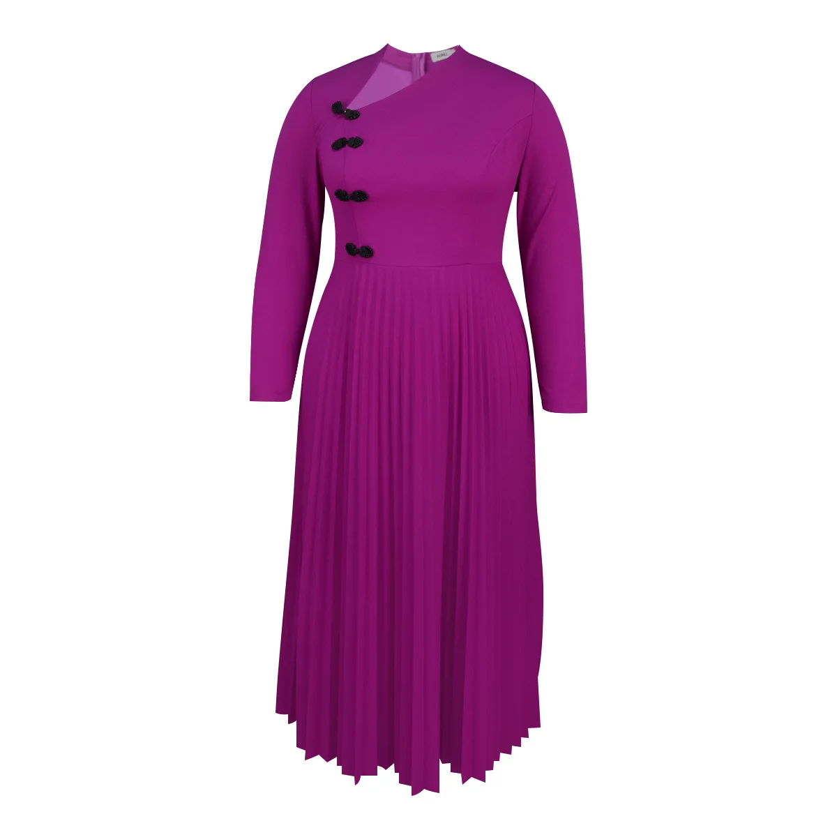 African Dresses for Woman Button Detail Pleated Maxi Dress for Women Long Sleeves for Church Office or Formal Daytime Events
