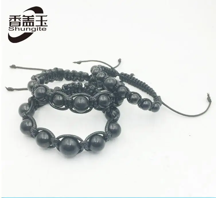 Wholesale 1pcs 100% Natural Russia Shungite Bead Bracelet,EMF Radiation Protection,5G Blocker