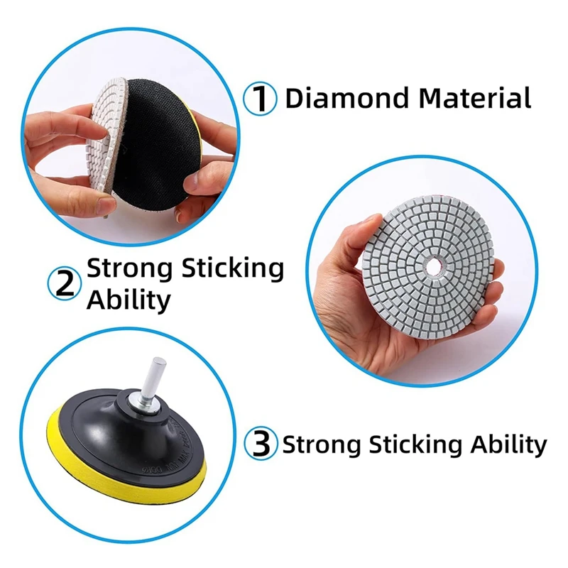 ABNO-13 шт. набор алмазных полировальных подушечек, подушечки с зернистостью 50-8000, набор для влажной/сухой полировки с подкладкой для дрели-шлифовальной машины, полировщика