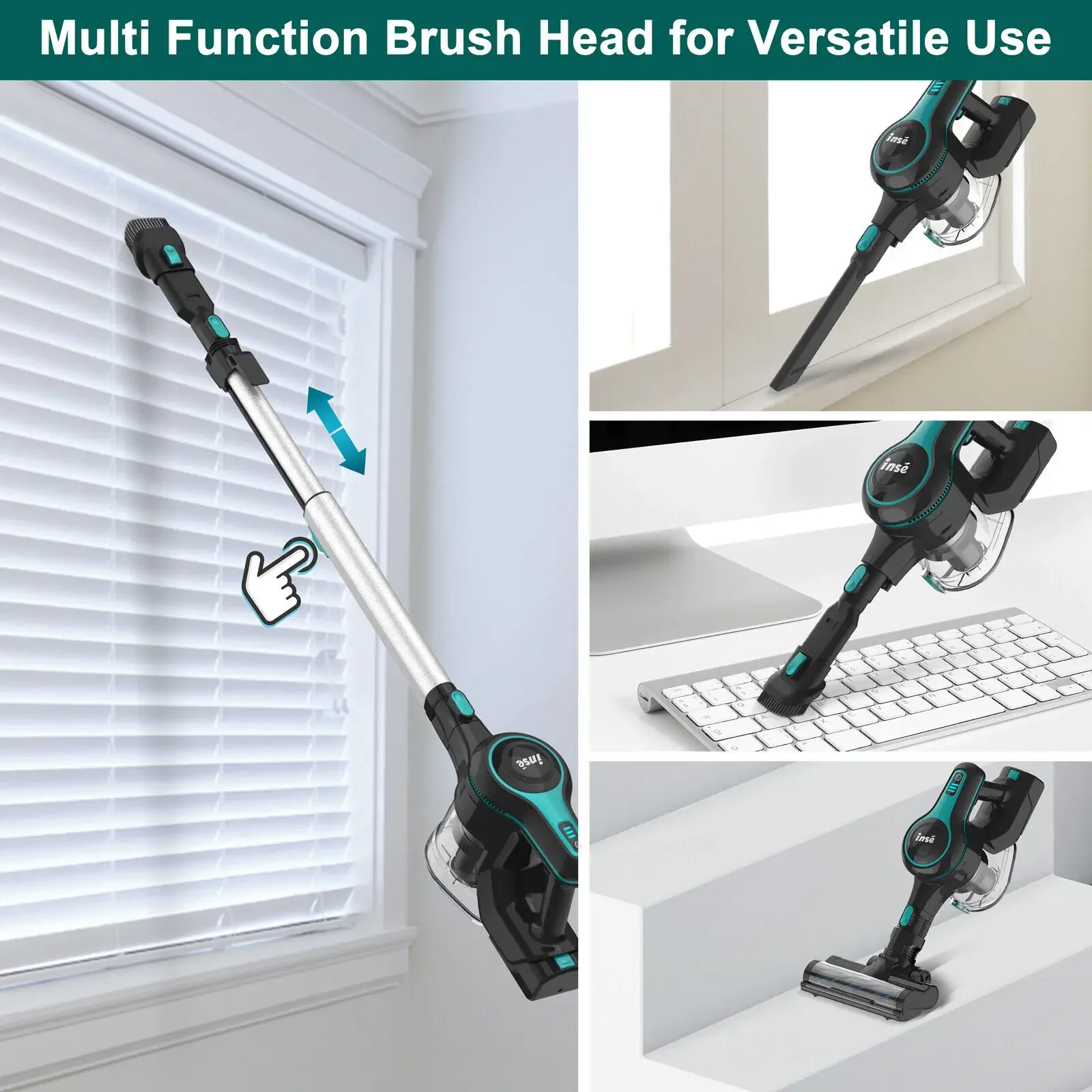 S610 25KPa Stick Cordless Vacuum Cleaner,  to 45mins Runtime, 9-in-1 Stick Vac  Hardwood Floor Pet Hair  Car Debot t main brush