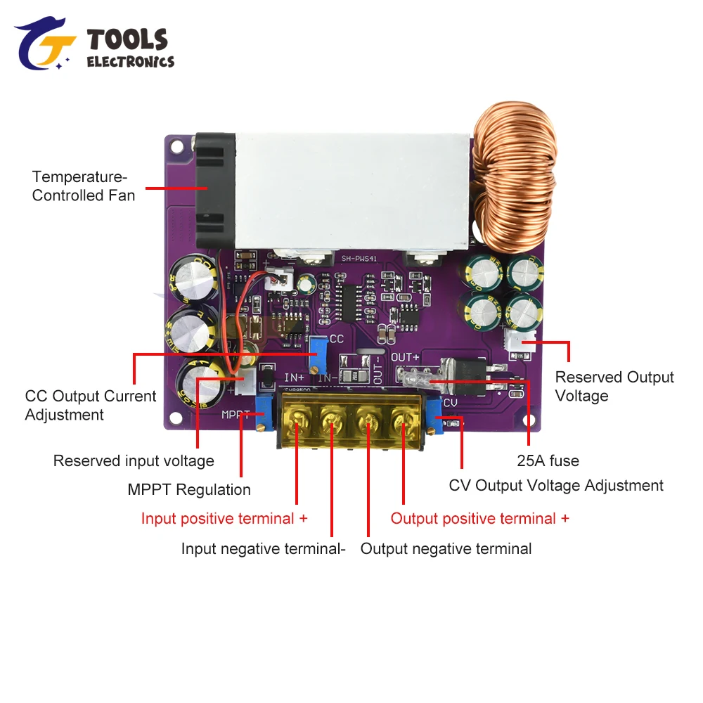 

MPPT Solar Charge Controller DC 18-90V 800W Adjustable Step-Down Module for Lithium Battery Storage in Solar Power Systems