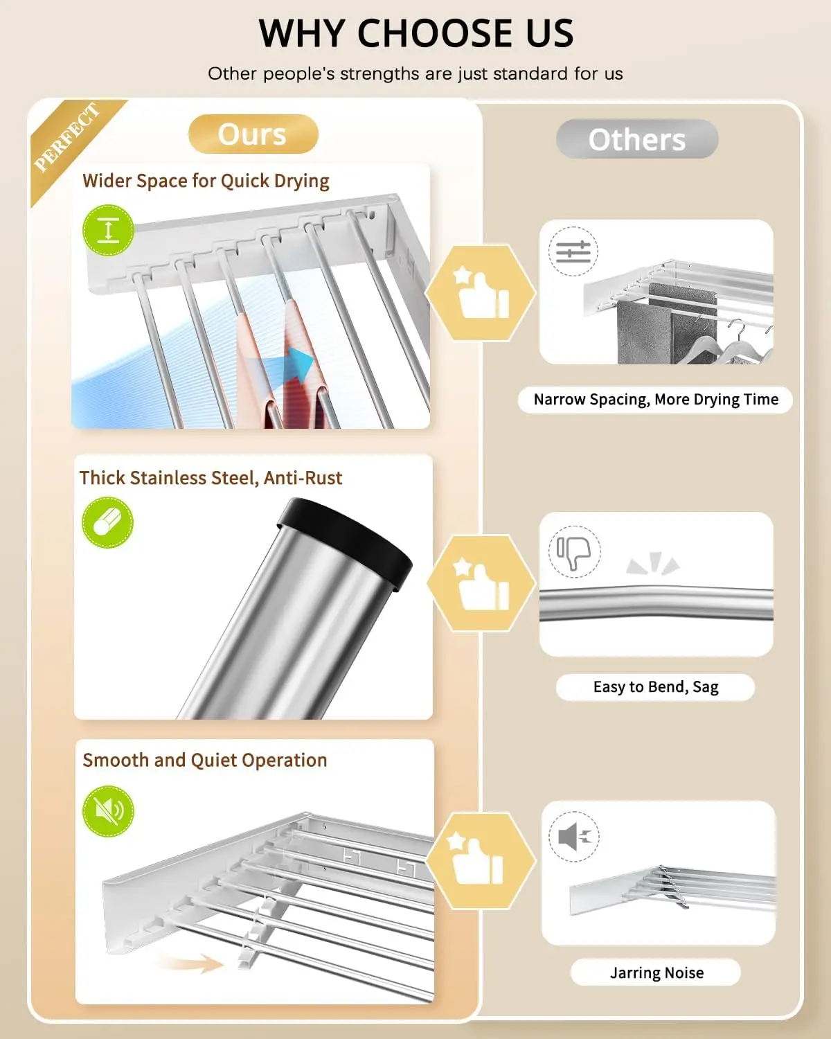 Wall Mounted Clothes Drying Rack Folding Indoor, Foldable Laundry Drying Rack Collapsible,Space Saving,Towel Drying Rack