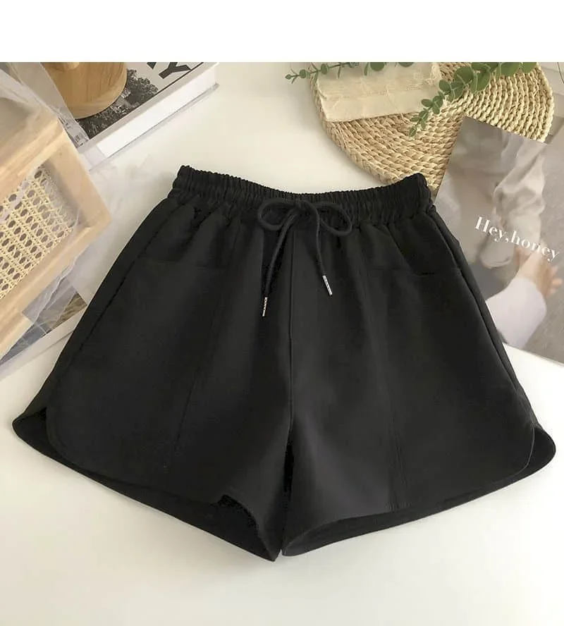 

Спортивные шорты женские летние в корейском стиле повседневные модные шорты с высокой талией свободные прямые эластичные талии Harajuku широкие брюки
