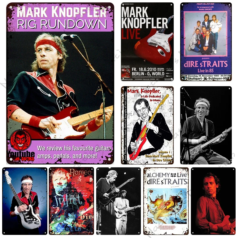 Guitarist Poster MARK KNOPFLER Metal Plate Dire Straits Vintage Poster  Decorative Sign Bar Garage Metal Sign Industrial Decor