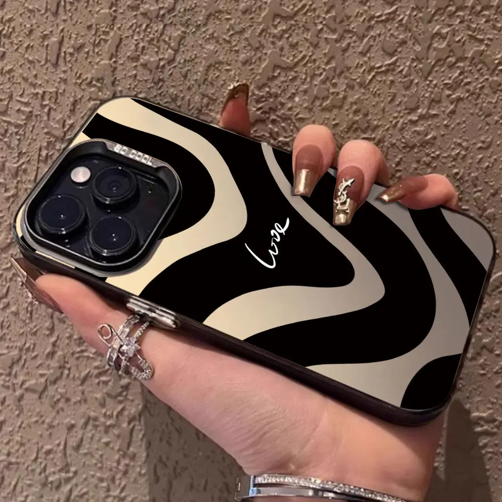 Color Case For iPhone 16 15 14 13 12 11 Pro Max X XR XS Max 7 8 Plus SE 2023 2022 2020 Cover IMD Shockproof Luxury Stripe Fundas