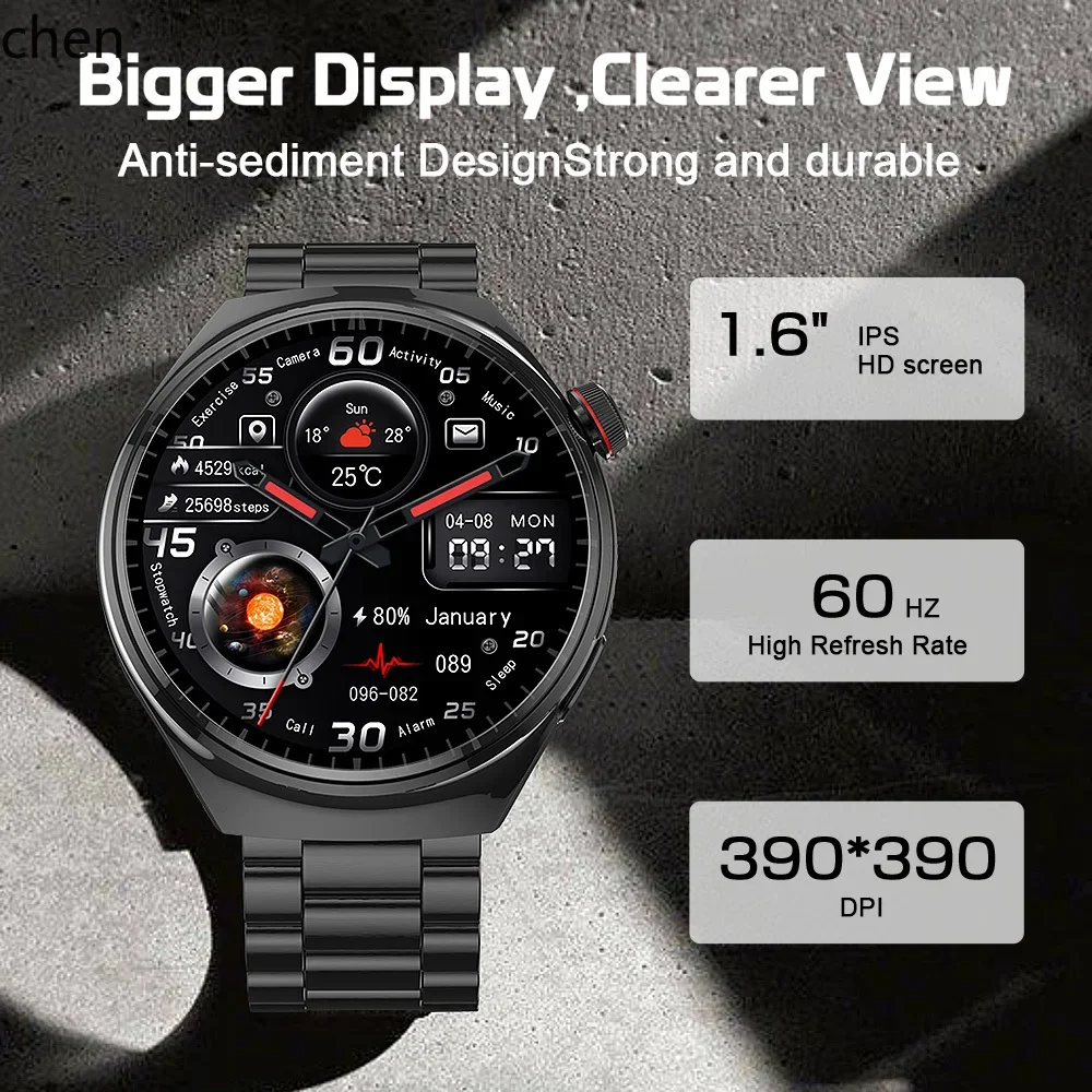 New 390x390 Capacitive Full Touchscreen Call Sports Music Smartwatch