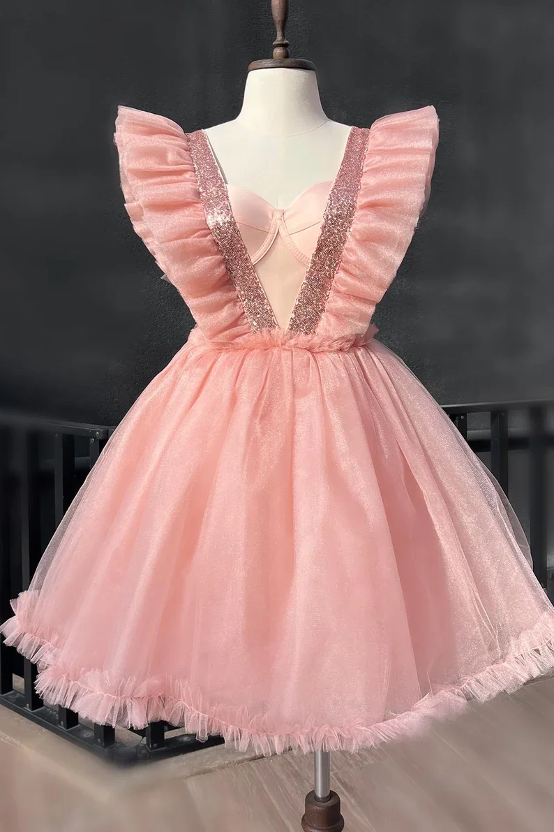 Short Organza Tulle Tutu Sequin Mom and Me Dress Moms and Daughters Prom Dress Birthday Dresses for Party or Photoshoot