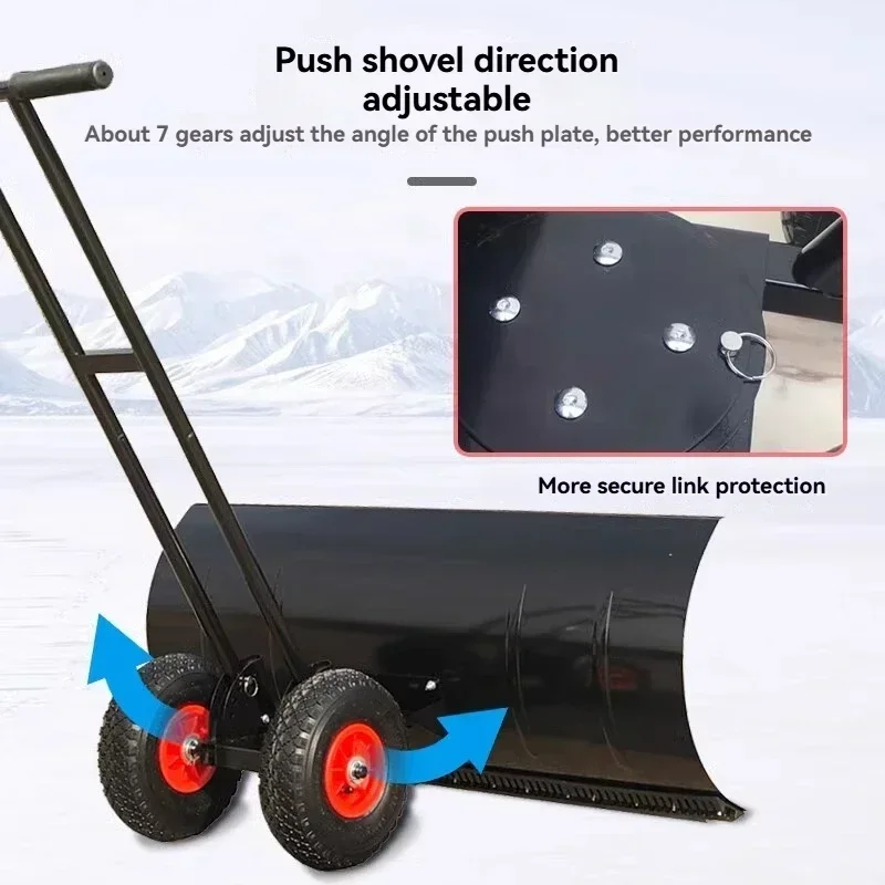 Manual Ice Scraper Wheeled manual snow shovel with wheels, outdoor large snow shovel snow pushing board