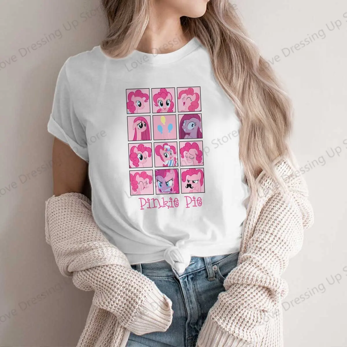 Faces Of Pinkie Pie Woman T Shirt Mlp Harajuku Casual Short Sleeve Polyester T-Shirt Special