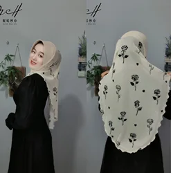 Hard Cap Print Long Instant Convenient Muslim Hijab