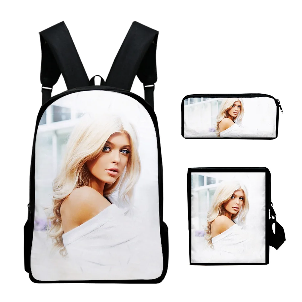 Cartoon Novelty Loren Gray 3D Print 3pcs/Set pupil School Bags Laptop Daypack Backpack Inclined shoulder bag Pencil Case