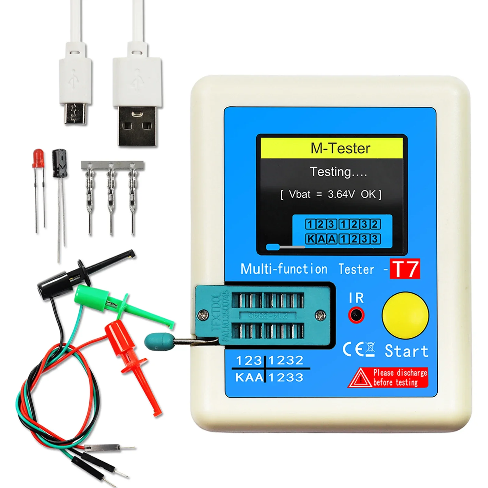 

LCR-T7 Transistor Meter Capacitance Resistance Tester Transistor Meter for Diode Triode Capacitor Resistor Transistor LCR NPN