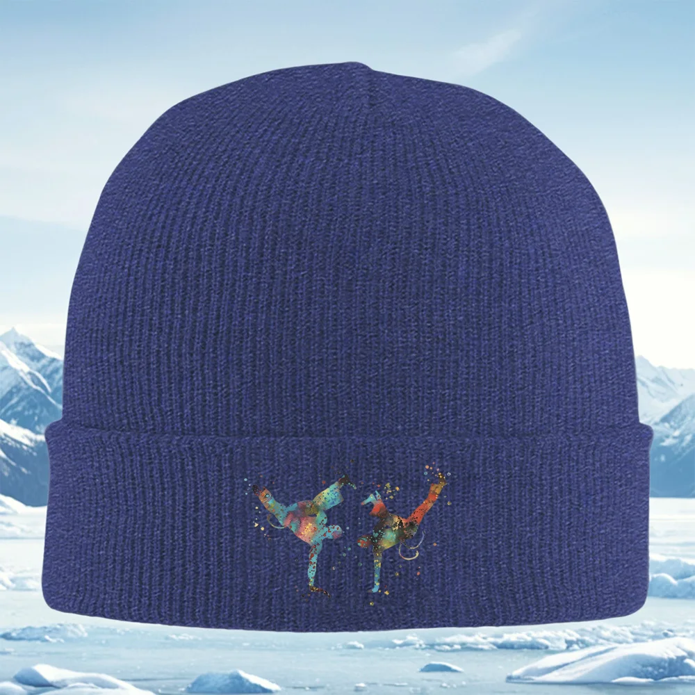 شخصيات الرقص الملونة المائية سبلاش الرجال النساء للجنسين محبوك قبعة قبعة صوفية قبعة الشتاء الحرارية الدافئة عيد الميلاد Outdoo