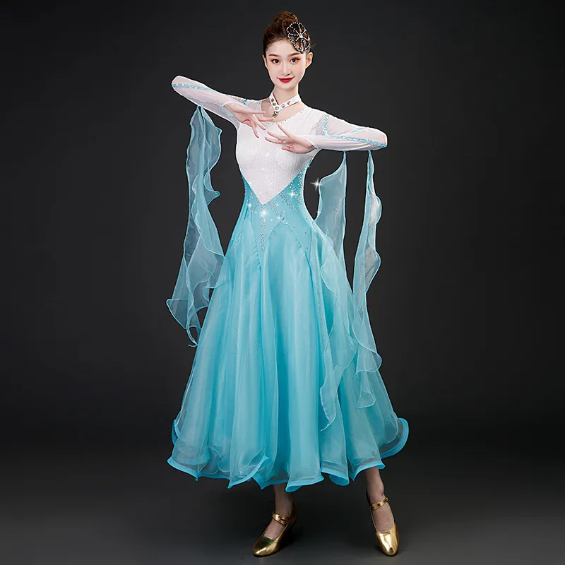 2022 Newest Women Ballroom Dance Dress Waltz Adult Modern Ball Costumes Tango Rumba Costumes 0912