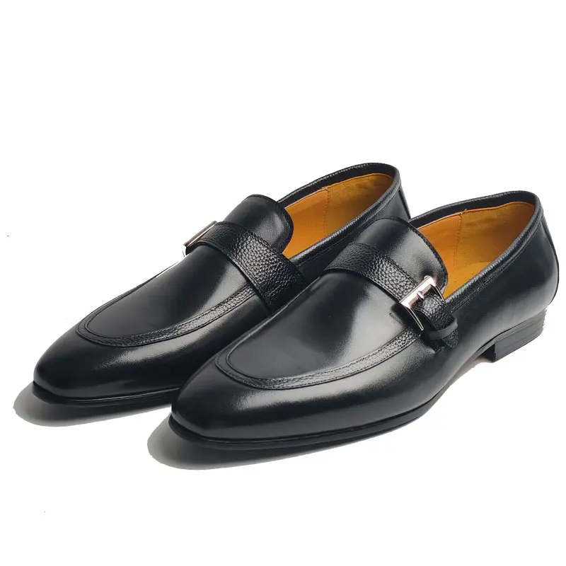 Good Quality Men's Leather Casual Shoes Top Layer Cow Leather Slip-On Loafers One Step Genuine Leather Comfortable Office Shoes