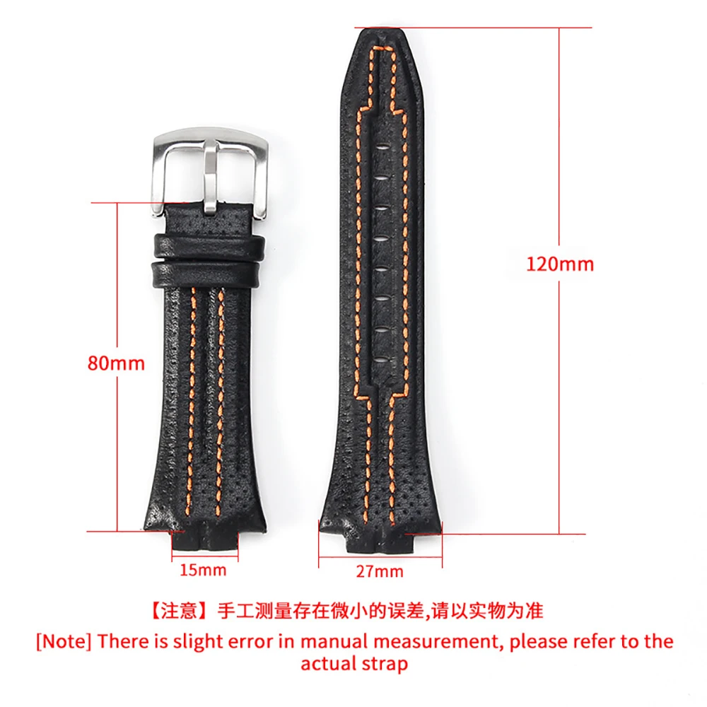 Watch Straps for Seiko Sportura Genuine Leather Watchband 15X27MM Men Sport Watch Bracelet SNL029P2 SNL021P1 SNA595P2 SNL017P1