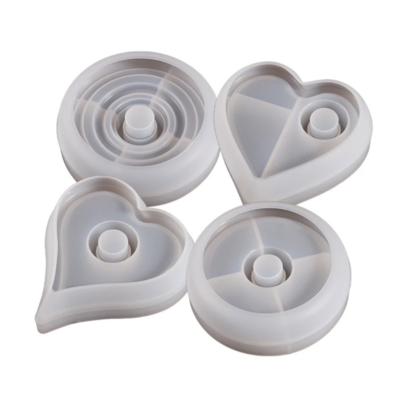 

DIY Heart Round Candlestick Silicone Mold Holder Tray Gypsum Resin Mold