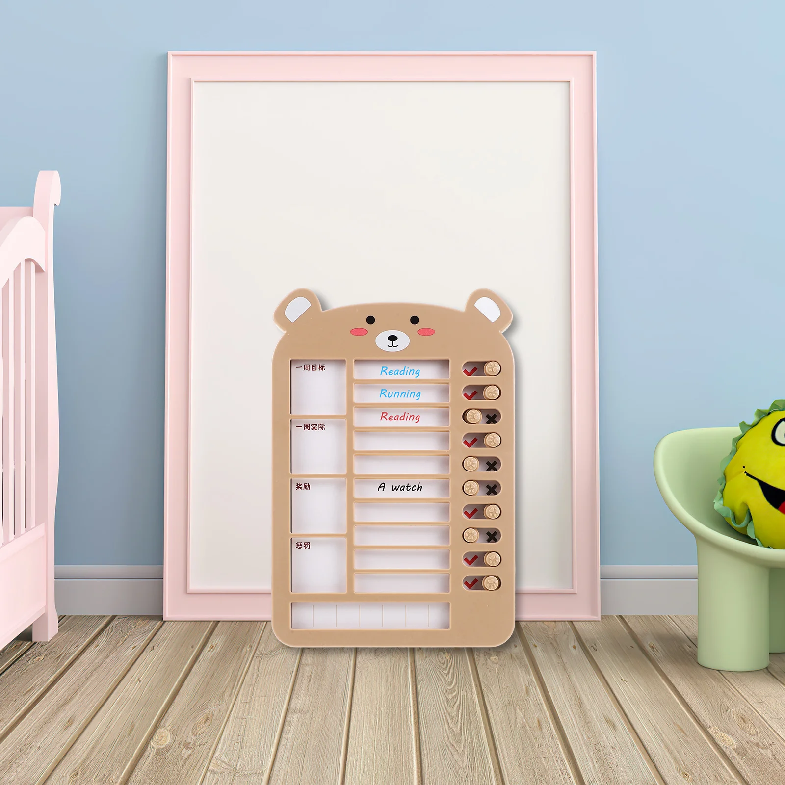 1 مجموعة مخطط المهام DIY تذكير المحمولة مخطط المهام المنزلية نظام السلوك المكافآت الإيجابية للقيام وسادة قائمة الوسادة