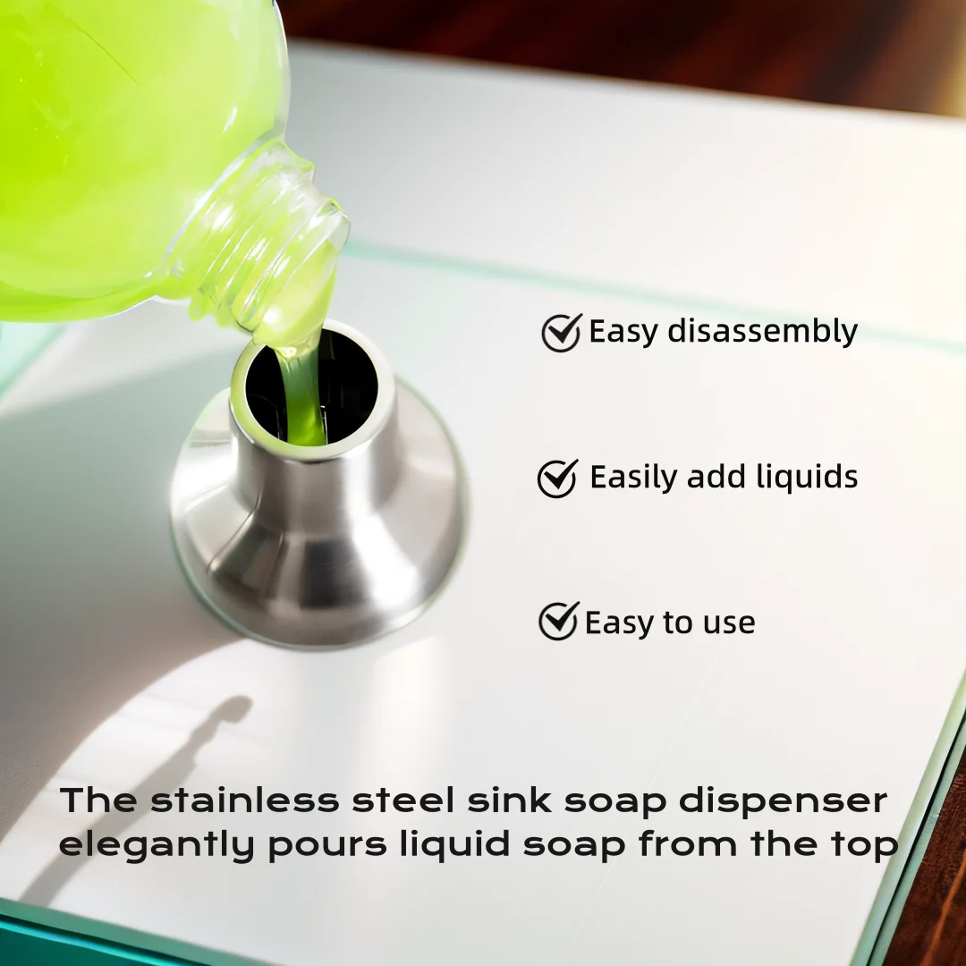 Dispenser di sapone con pompa a pressione in acciaio inossidabile 304 – Bottiglia riutilizzabile da 17 once per dispenser di sapone per lavello da cucina, bancone del bagno