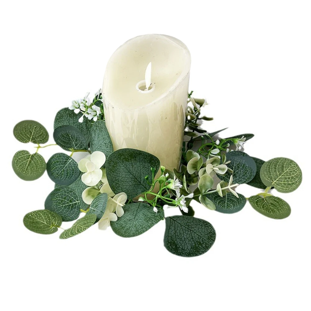 Green Eucalyptus Leaves Grinaldas, Candle Pillars Holder, Natal, Casamento, Casa, Porta, Decoração de mesa, Atacado, 25cm